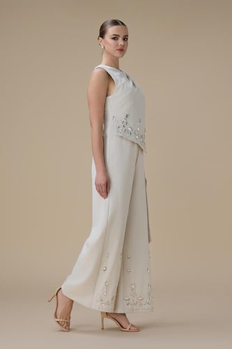 جمبسوت بيج بتصميم غير متماثل وتطريز كريستالي