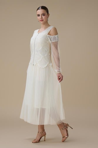 فستان شيفون اوف وايت بليسيه