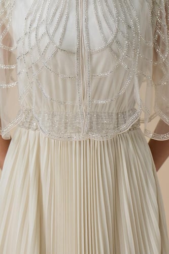 فستان بليسيه طويل سكري