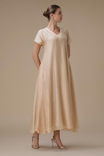 جلابية ماكسي بيج بتطريز ناعم