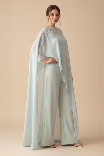 جمبسوت طويل لون تيفاني بكاب