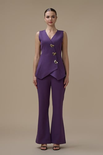 جمبسوت لون بنفسجي مع فيست بدون أكمام