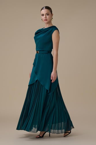 فستان طويل تركواز بليسيه