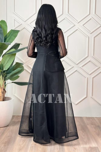 جمبسوت برداء شبك مزين بالخرز لون اسود