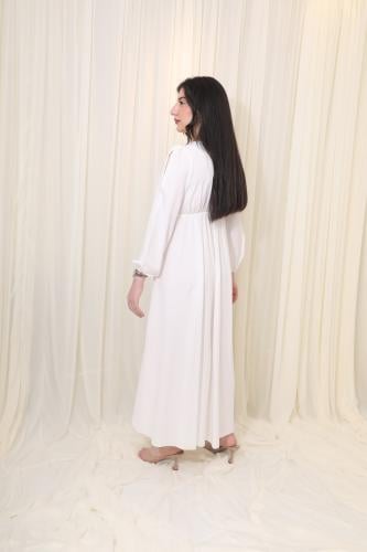 فستان نسائي ناعم بتصميم خصر مطرز