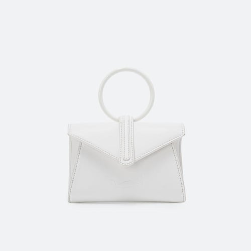 حقيبة يد بمقبض دائري أبيض