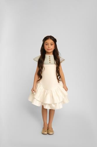 فستان بقطعة علوية وطبقتان من الكشكشة