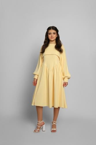 فستان مزموم بقطعة علوية منفصلة