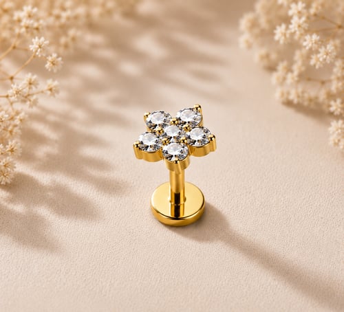 Small flower- تيتانيوم مطلي ذهب
