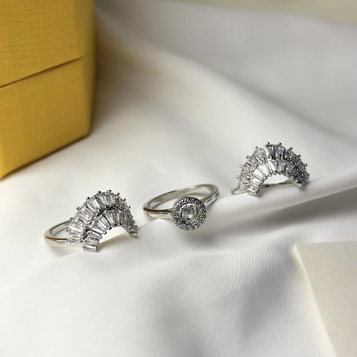 خاتم مستوحى من سوارفسكي فضي