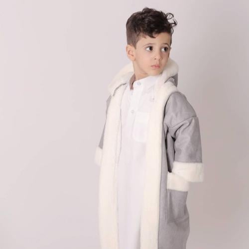 فروة شتوية للاطفال رمادي