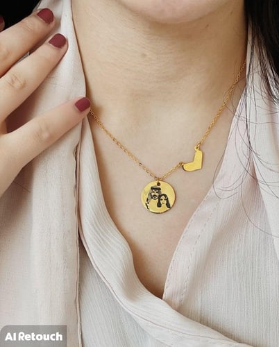 قلادة نحت صورة على وجه واحد مع قلب