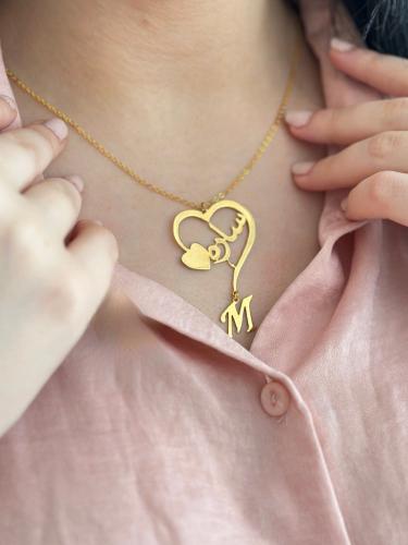 سلسال مطلي بالذهب شكل القلب