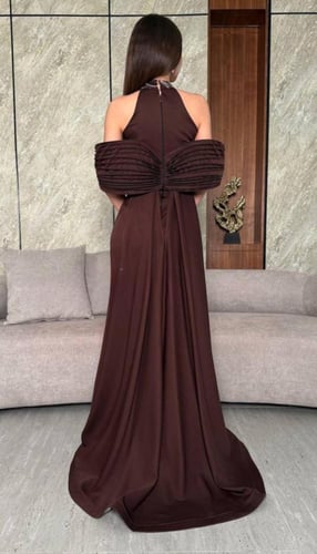 فستان سهره كلفه تطريز خرز وذيل