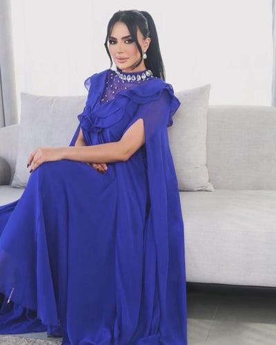 فستان سهرة راقي مناسب للحوامل بخامه شيفون طبقات 04...