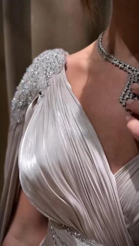 فستان سهرة بخامه كرنكل تطريز يدوي فاخر 0130