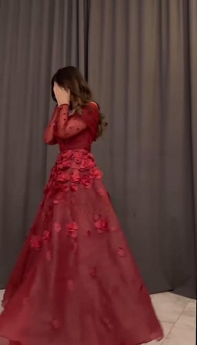 فستان سهره راقي بخامه جازار +تطريز وردفاخر 064