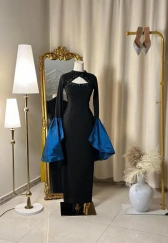 فستان سهرة ناعم بتطريز على الصدر1027