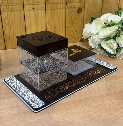 طقم مبخره خشب بتصميم الحروف العربيه