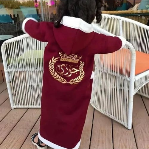 فروة بناتي شتوية لون عنابي بتفصيل حسب الطلب