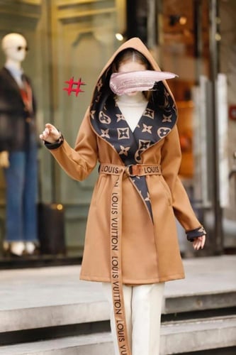 جاكيت نسائي شتوي بأطراف جلد وتصميم ماركات عالمية -...