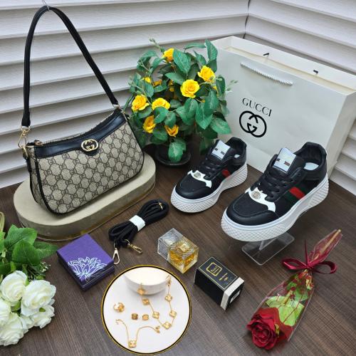 طقم نسائي حقيبة و شوز نسائي مع سلسال وعطر وتغليف م...