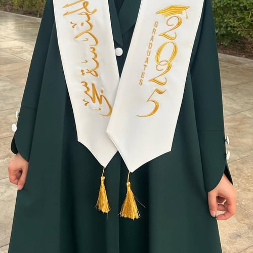 عبايه تخرج لون زيتي تطريز حسب الطلب 2025