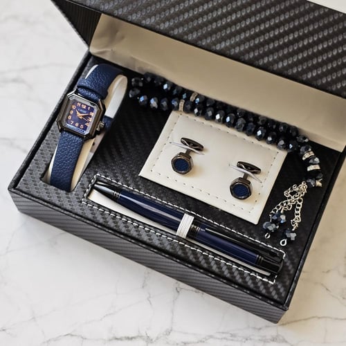 طقم ساعة ولادي مع قلم وكبك وسبحة هدايا اطفال