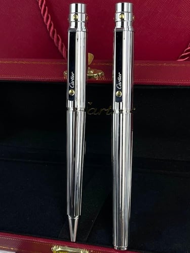 قلم كارتير سانتوس الفضي المخطط