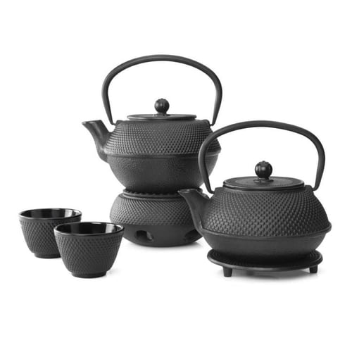 جانج قاعدة ابريق شاي ياباني معدني تقليدي - أسود