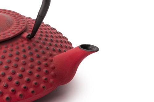 أبريق شاي ياباني سيراميك و معدني 0.8 لتر - أحمر