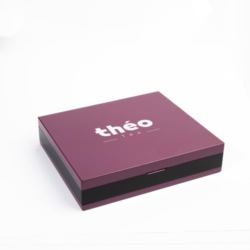 ثيو صندوق شاي خشبي فاخر - لون زهر - 96 كيس شاي متن...