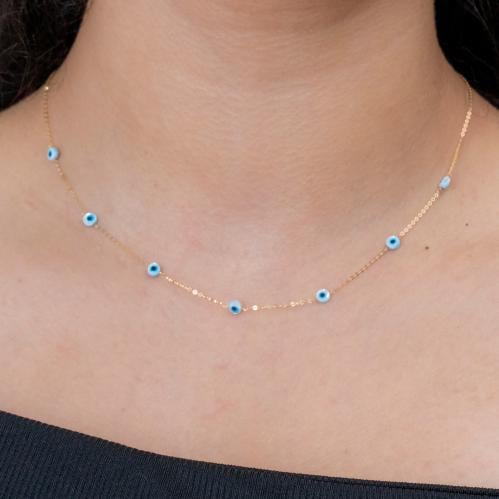 عقد شوكر ذهب صافي بتصميم العين