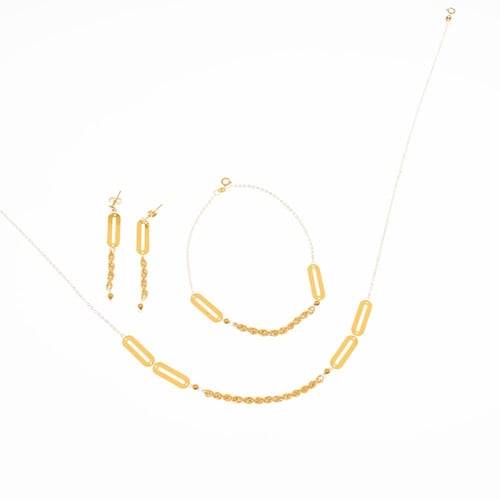 طقم ذهب صافي بتصميم المبروم الفاخرة