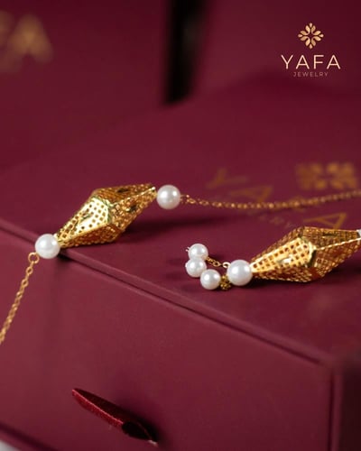 طقم مصباح ثلاثي مزين باللؤلؤ