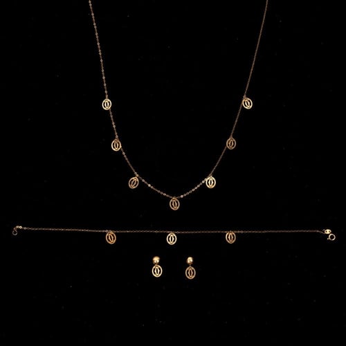 طقم ذهب صافي بتصميم يافا الفاخرة