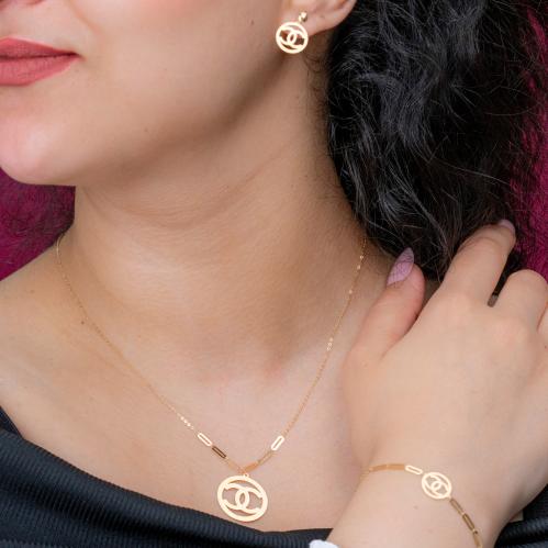 طقم ذهب صافي بتصميم شنيل الفاخرة