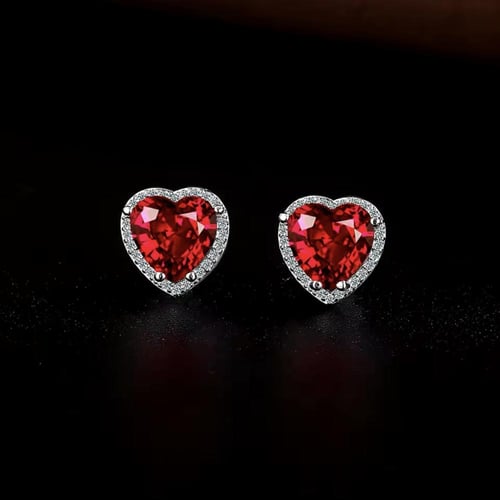 طقم القلب الكرستالي من الفضة