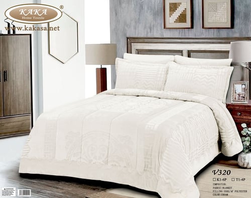 مفرش شتوي فاخر نفرين – وجهين ناعم – 6 قطع