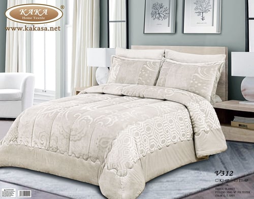 مفرش شتوي فاخر نفرين – وجهين ناعم – 6 قطع