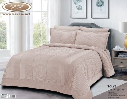 مفرش شتوي فاخر نفرين – وجهين ناعم – 6 قطع