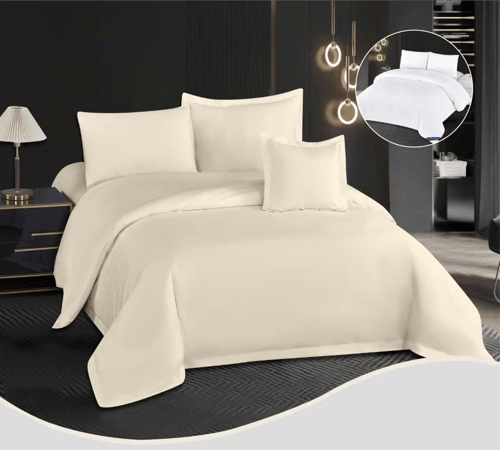 مفرش فندقي فاخر نفرين – قطن 100٪ – 8 قطع بحشوة متح...
