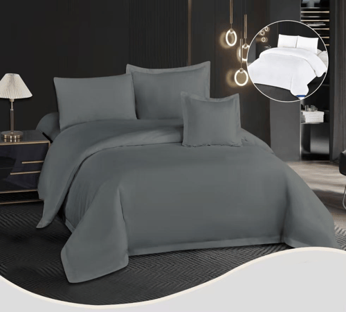 مفرش فندقي فاخر نفرين – قطن 100٪ – 8 قطع بحشوة متح...