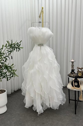 فستان سهره اورجنزا قصات ليزر مع تفته كريب