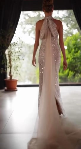 فستان سهره كردانه المزين بالتطريز خرز ولول بشكل ان...