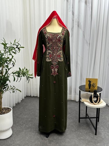 جلابيه شيفون جورجيت المزينه بالتطريز اليدوي الفخم