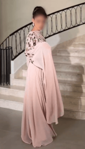 فستان سهره شيفون المزين بالتطريز بشكل انيق ومثالي