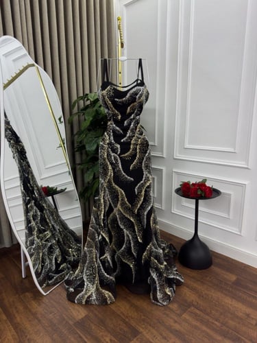 فستان سهره فخم كلفه خرز طبقتين