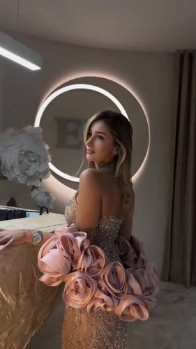 فستان سهره تل المزين بالتطريز بطانه تفته جاكيت ميك...