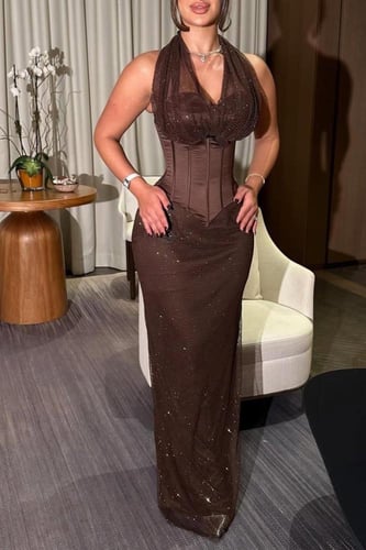 فستان سهره المزين بصفوف زاركون